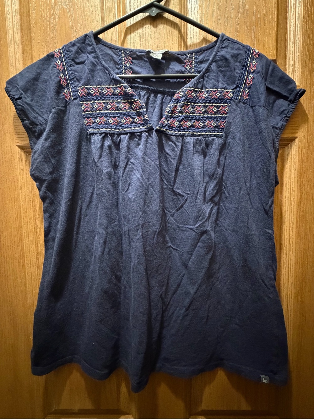 Eddie Bauer Navy Embroidered Short Sleeve Tee